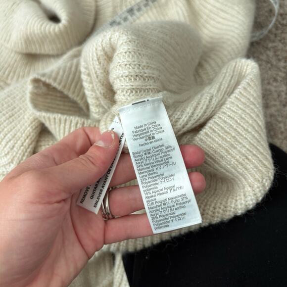 J Crew Women’s Cropped Puff-Sleeve Turtleneck Sweater Cream Sz S Basic Essential - Picture 9 of 10